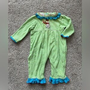 Baby Christmas Snowman Ruffled Romper- Size 3/6m